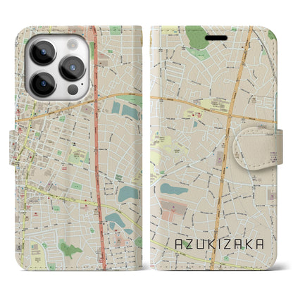 【小豆坂（愛知県）】地図柄iPhoneケース（手帳タイプ）ナチュラル・iPhone 14 Pro 用