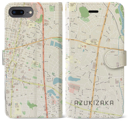 【小豆坂（愛知県）】地図柄iPhoneケース（手帳タイプ）ナチュラル・iPhone 8Plus /7Plus / 6sPlus / 6Plus 用