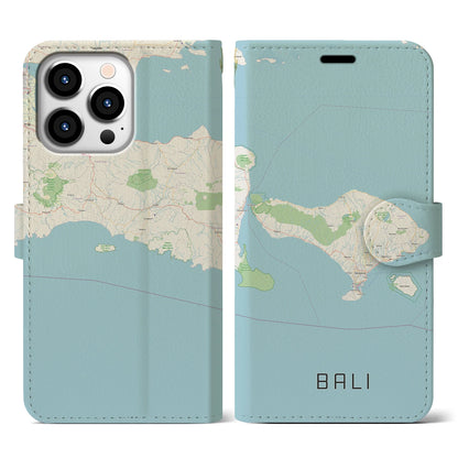 【バリ（インドネシア）】地図柄iPhoneケース（手帳タイプ）ナチュラル・iPhone 13 Pro 用