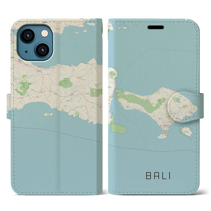 【バリ（インドネシア）】地図柄iPhoneケース（手帳タイプ）ナチュラル・iPhone 13 用