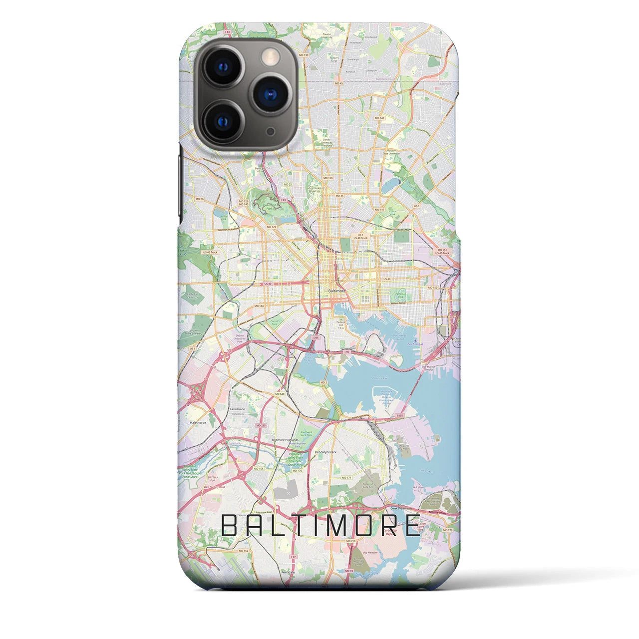 【ボルチモア】地図柄iPhoneケース（バックカバータイプ・ナチュラル）iPhone 11 Pro Max 用