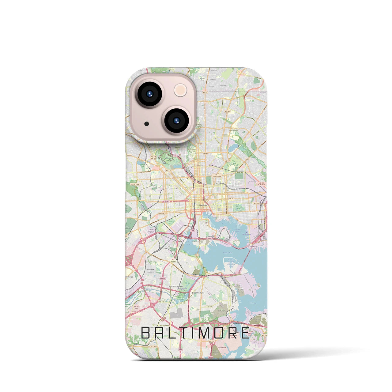 【ボルチモア】地図柄iPhoneケース（バックカバータイプ・ナチュラル）iPhone 13 mini 用