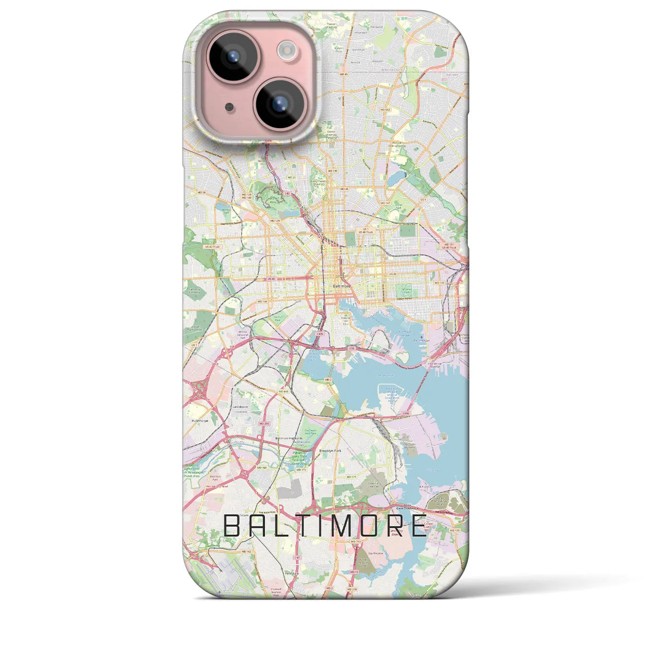【ボルチモア】地図柄iPhoneケース（バックカバータイプ・ナチュラル）iPhone 15 Plus 用