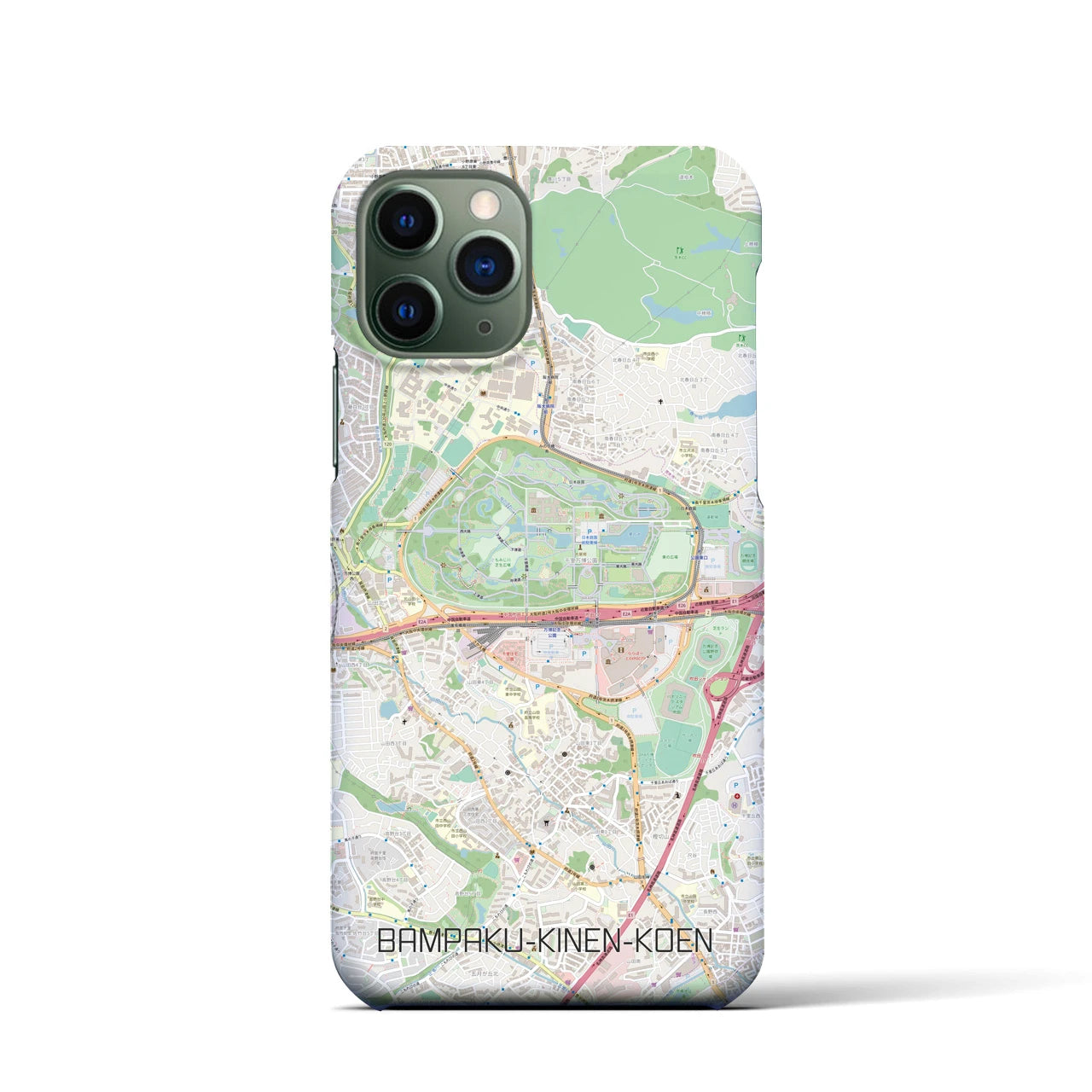 【万博記念公園】地図柄iPhoneケース（バックカバータイプ・ナチュラル）iPhone 11 Pro 用