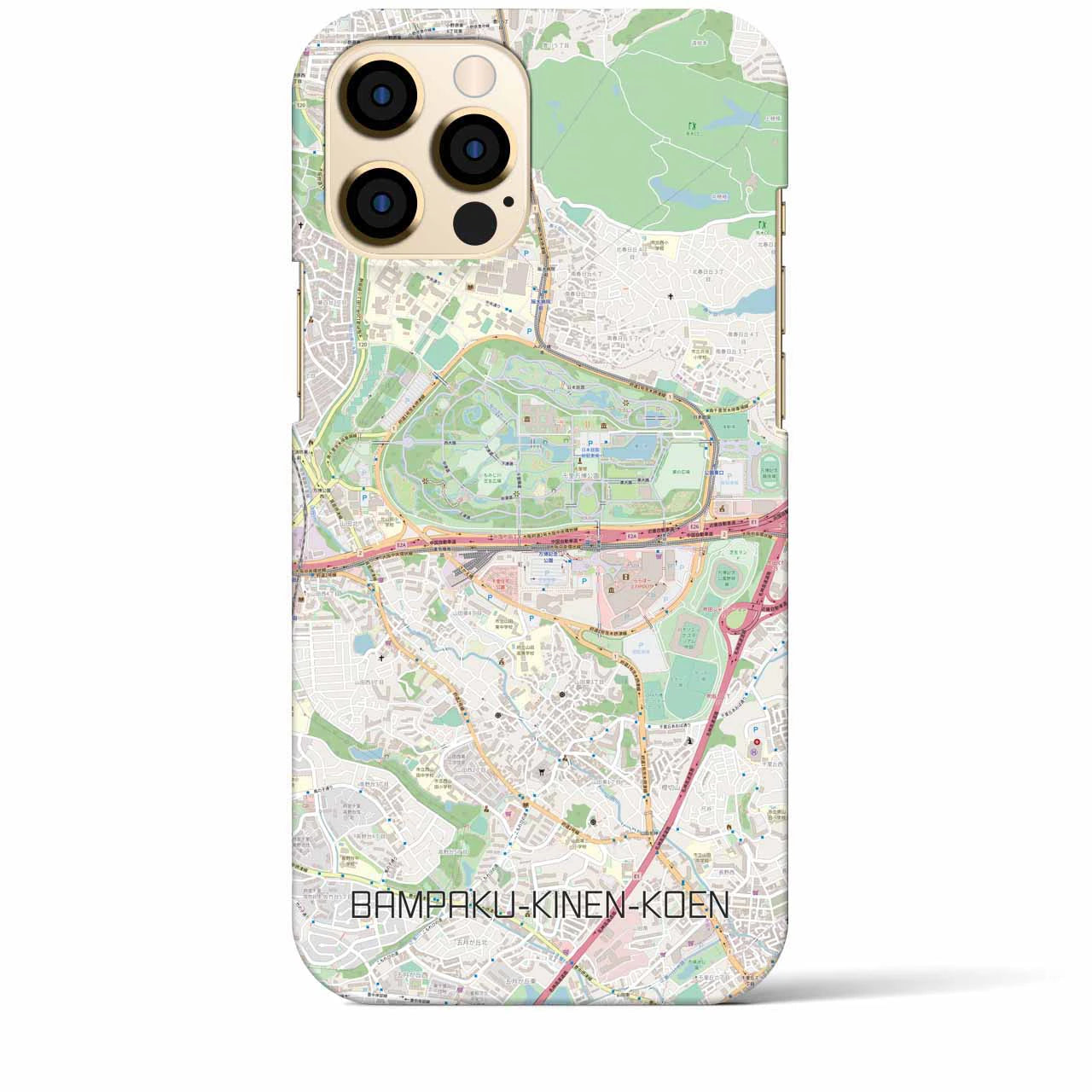 【万博記念公園】地図柄iPhoneケース（バックカバータイプ・ナチュラル）iPhone 12 Pro Max 用