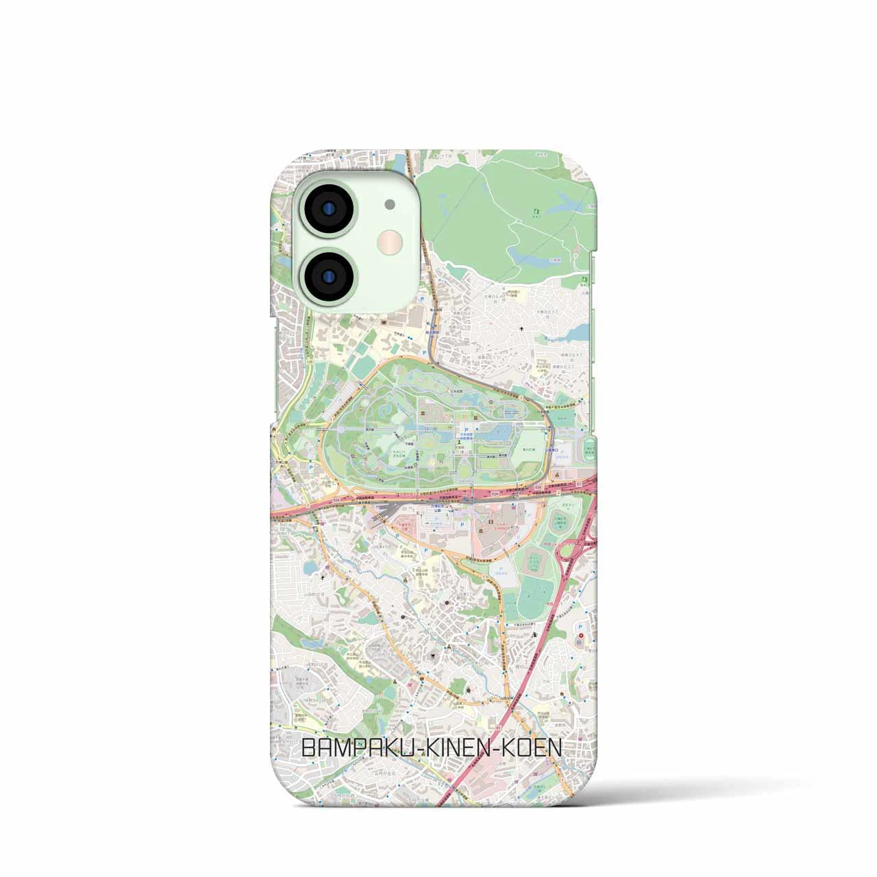 【万博記念公園】地図柄iPhoneケース（バックカバータイプ・ナチュラル）iPhone 12 mini 用