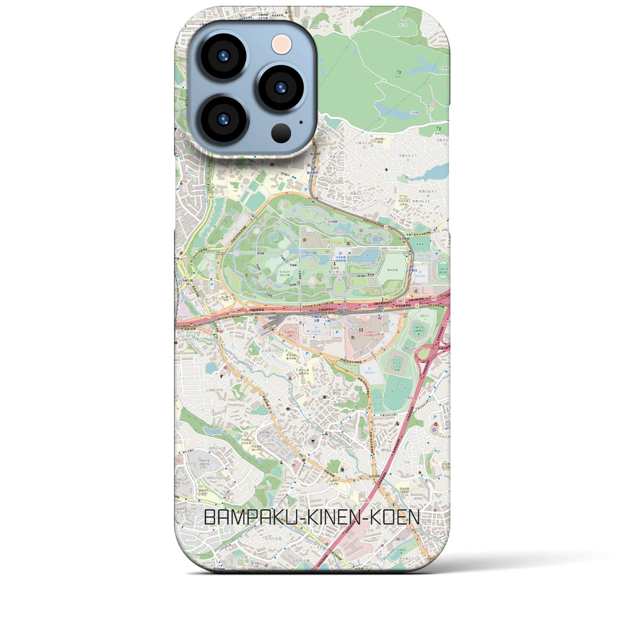 【万博記念公園】地図柄iPhoneケース（バックカバータイプ・ナチュラル）iPhone 13 Pro Max 用