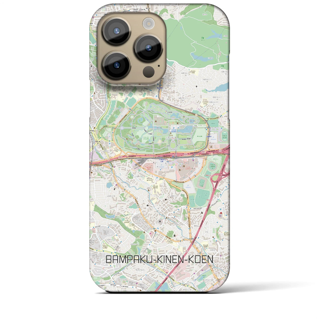 【万博記念公園】地図柄iPhoneケース（バックカバータイプ・ナチュラル）iPhone 14 Pro Max 用