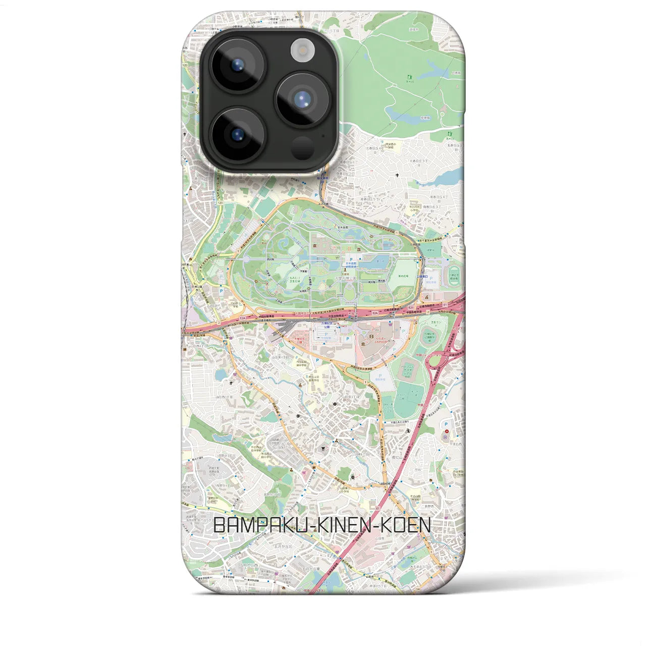 【万博記念公園】地図柄iPhoneケース（バックカバータイプ・ナチュラル）iPhone 15 Pro Max 用