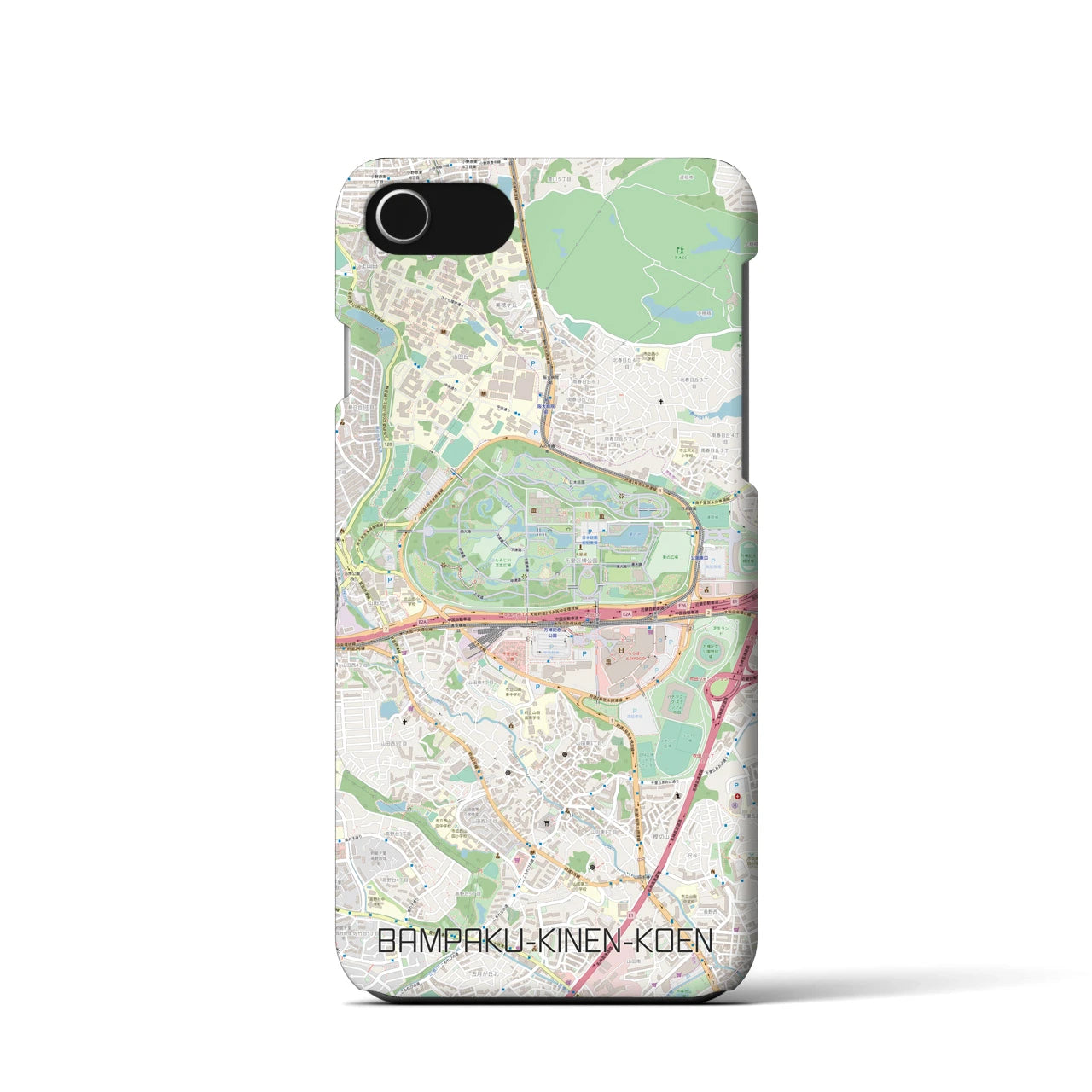 【万博記念公園】地図柄iPhoneケース（バックカバータイプ・ナチュラル）iPhone SE（第3 / 第2世代） / 8 / 7 / 6s / 6 用