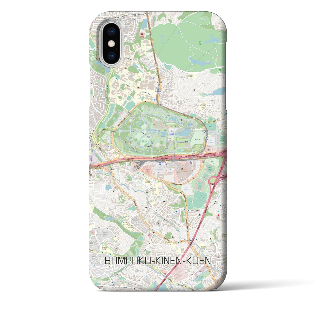 【万博記念公園】地図柄iPhoneケース（バックカバータイプ・ナチュラル）iPhone XS Max 用