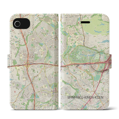 【万博記念公園（大阪府）】地図柄iPhoneケース（手帳タイプ）ナチュラル・iPhone SE（第3 / 第2世代） / 8 / 7 / 6s / 6 用