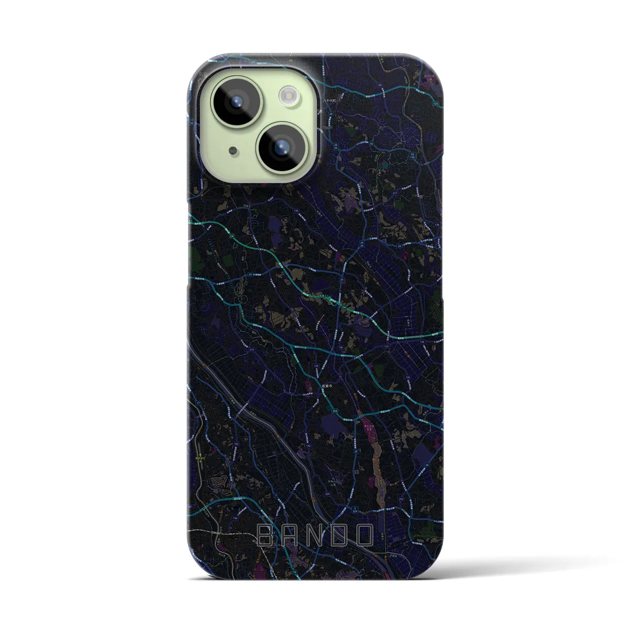 【坂東】地図柄iPhoneケース（バックカバータイプ・ブラック）iPhone 15 用