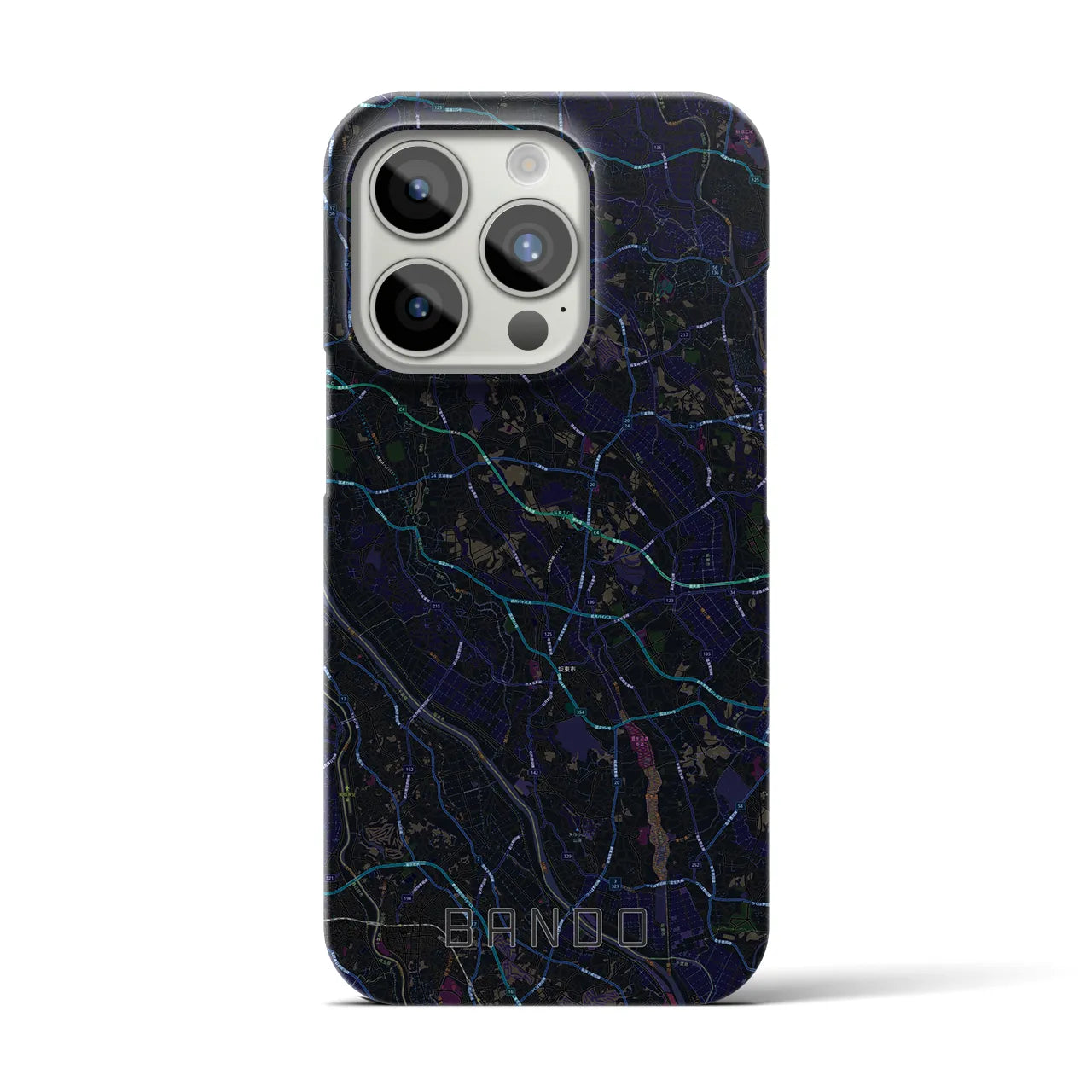 【坂東】地図柄iPhoneケース（バックカバータイプ・ブラック）iPhone 15 Pro 用