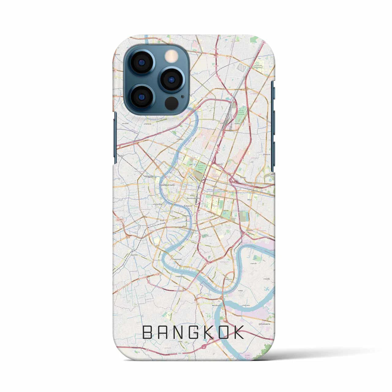 【バンコク】地図柄iPhoneケース（バックカバータイプ・ナチュラル）iPhone 12 / 12 Pro 用