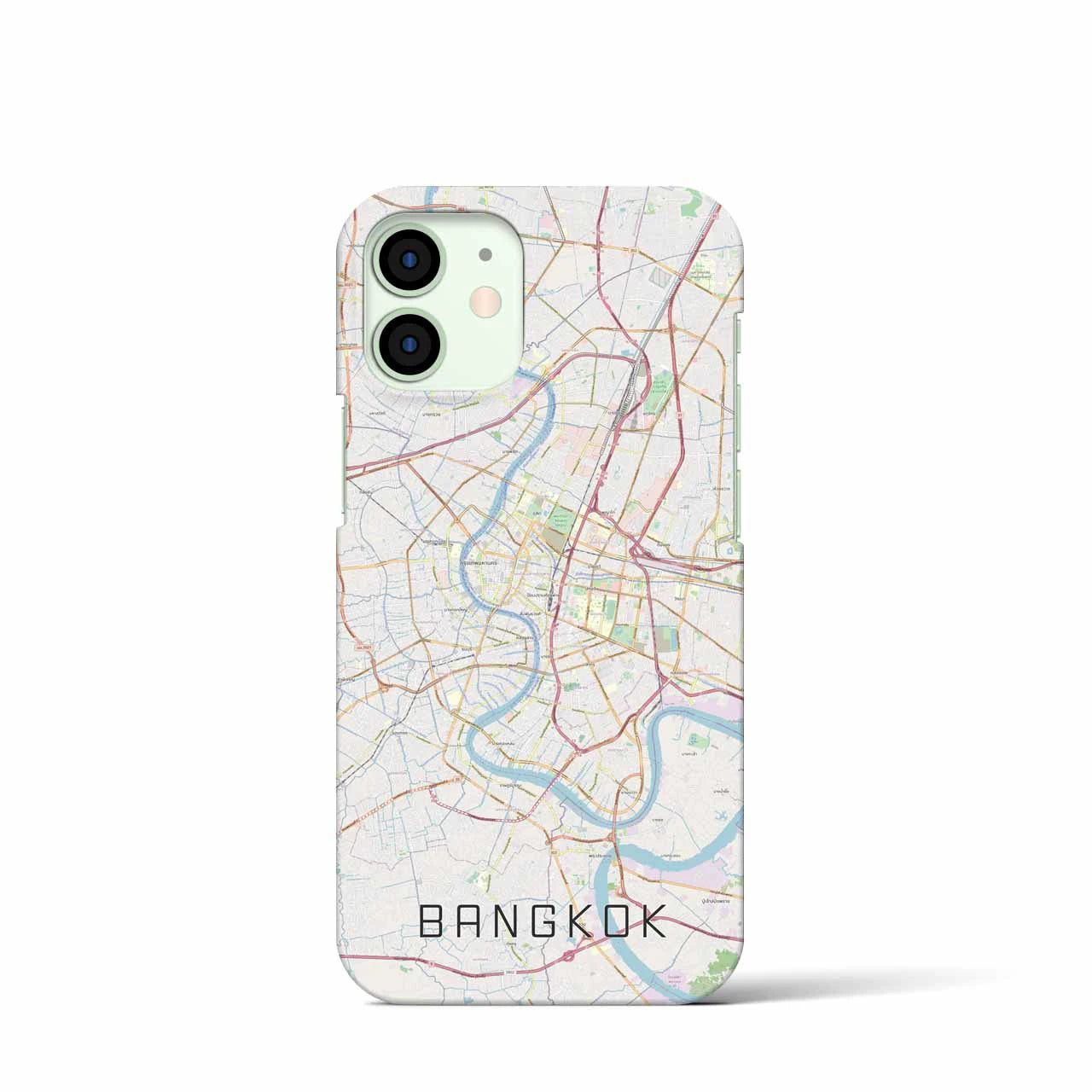 【バンコク】地図柄iPhoneケース（バックカバータイプ・ナチュラル）iPhone 12 mini 用