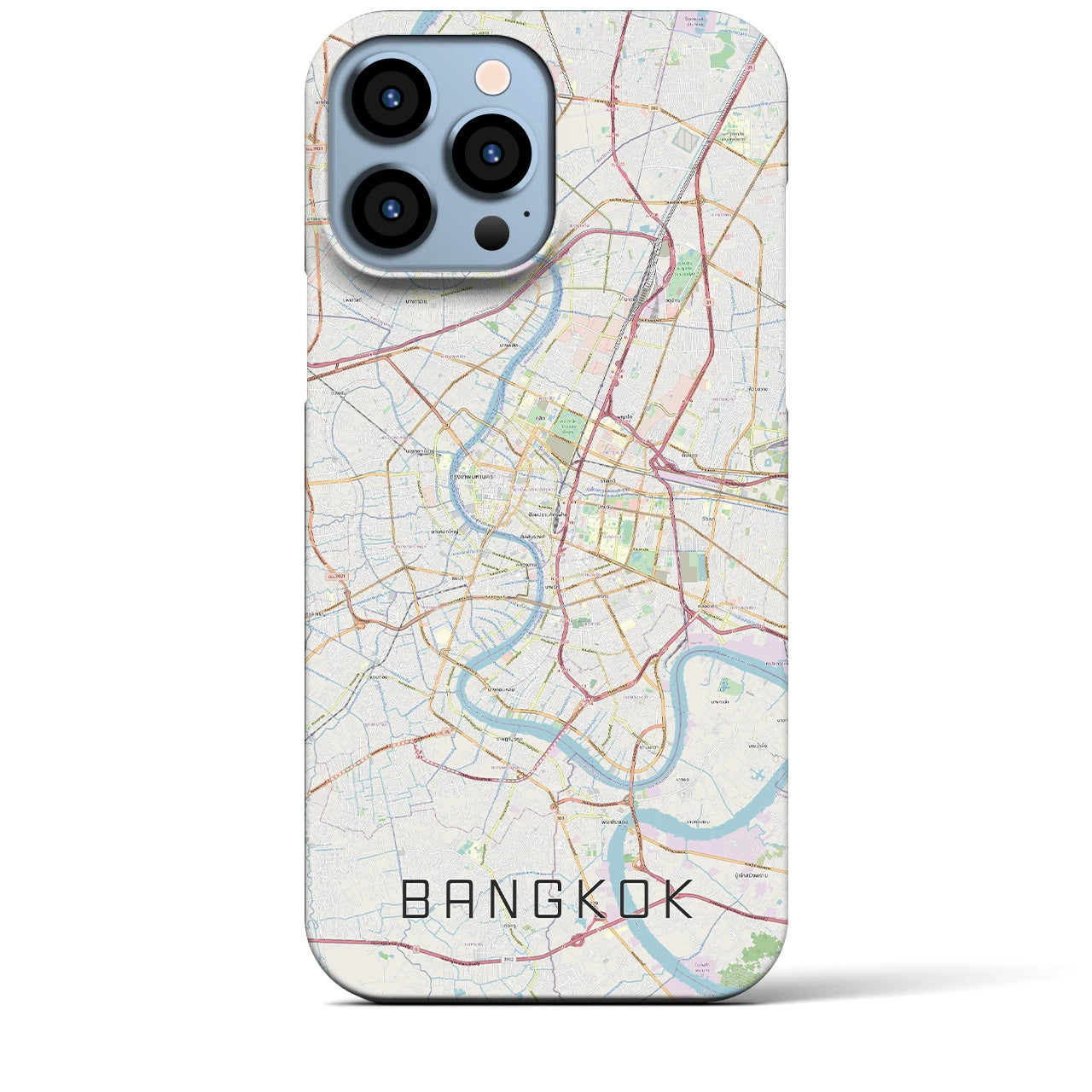【バンコク】地図柄iPhoneケース（バックカバータイプ・ナチュラル）iPhone 13 Pro Max 用