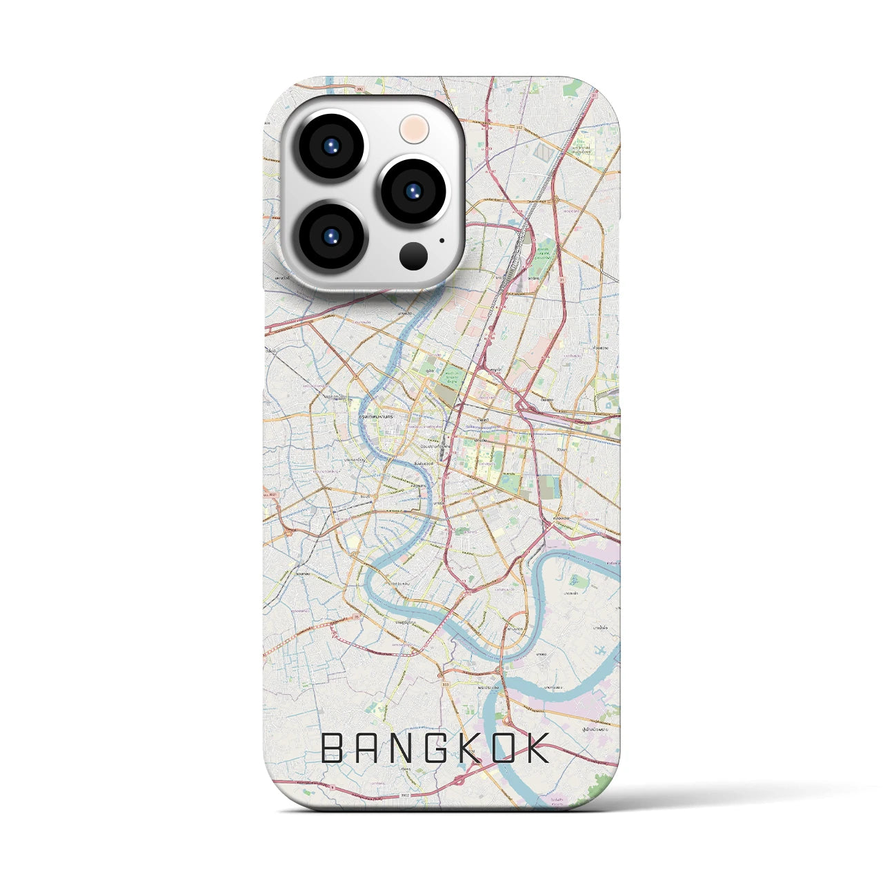【バンコク】地図柄iPhoneケース（バックカバータイプ・ナチュラル）iPhone 13 Pro 用