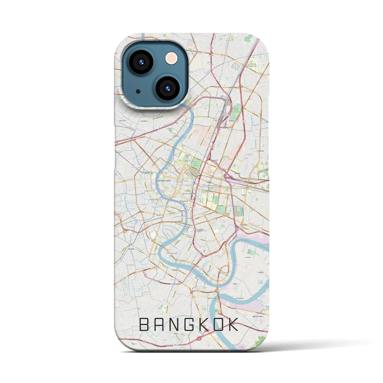 【バンコク】地図柄iPhoneケース（バックカバータイプ・ナチュラル）iPhone 13 用
