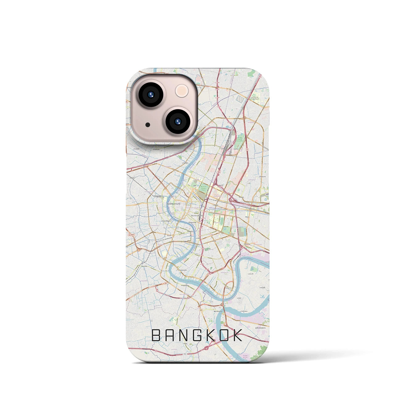 【バンコク】地図柄iPhoneケース（バックカバータイプ・ナチュラル）iPhone 13 mini 用