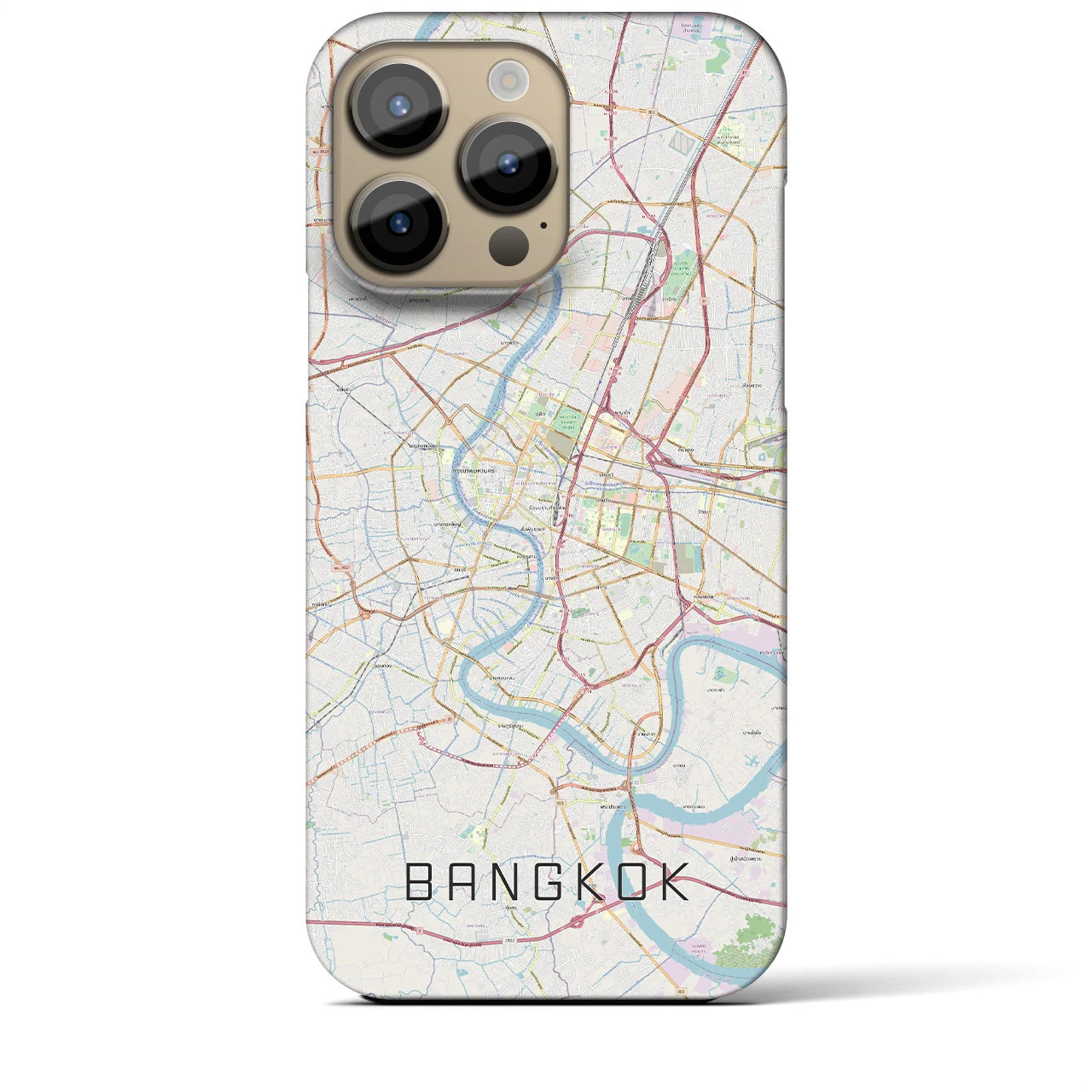 【バンコク】地図柄iPhoneケース（バックカバータイプ・ナチュラル）iPhone 14 Pro Max 用