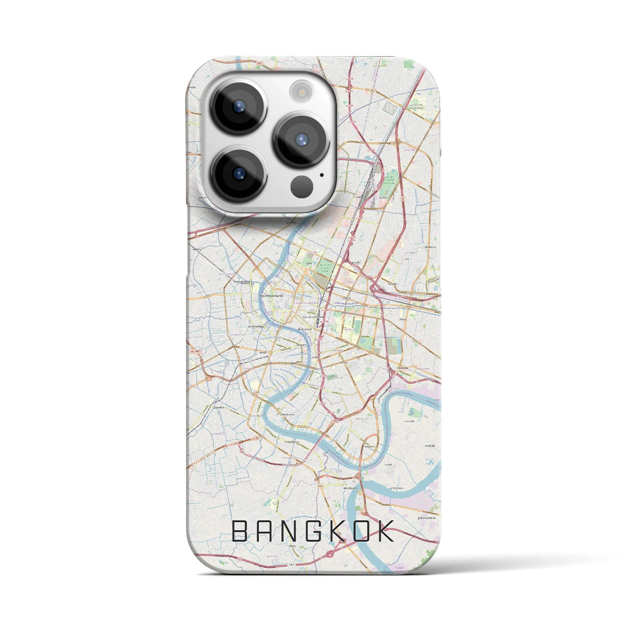 【バンコク】地図柄iPhoneケース（バックカバータイプ・ナチュラル）iPhone 14 Pro 用