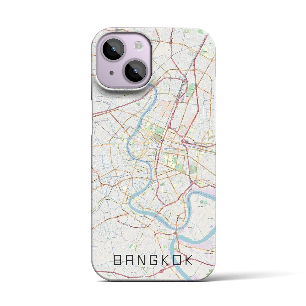 【バンコク】地図柄iPhoneケース（バックカバータイプ・ナチュラル）iPhone 14 用