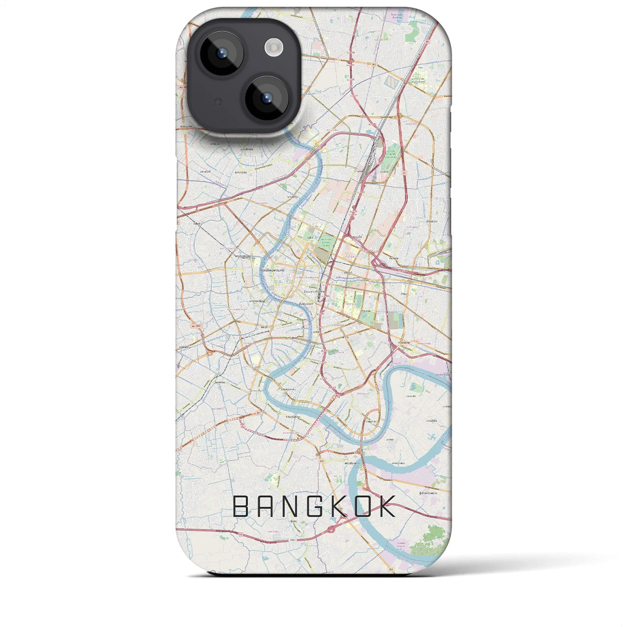 【バンコク】地図柄iPhoneケース（バックカバータイプ・ナチュラル）iPhone 14 Plus 用