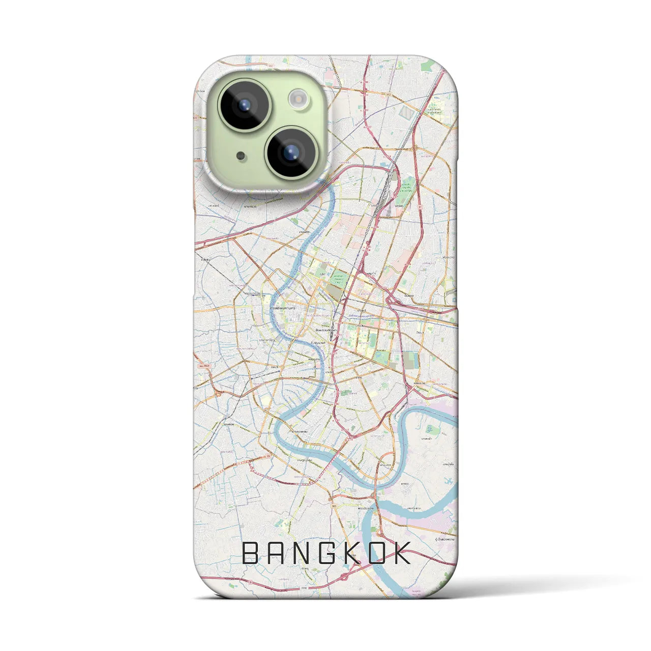 【バンコク】地図柄iPhoneケース（バックカバータイプ・ナチュラル）iPhone 15 用