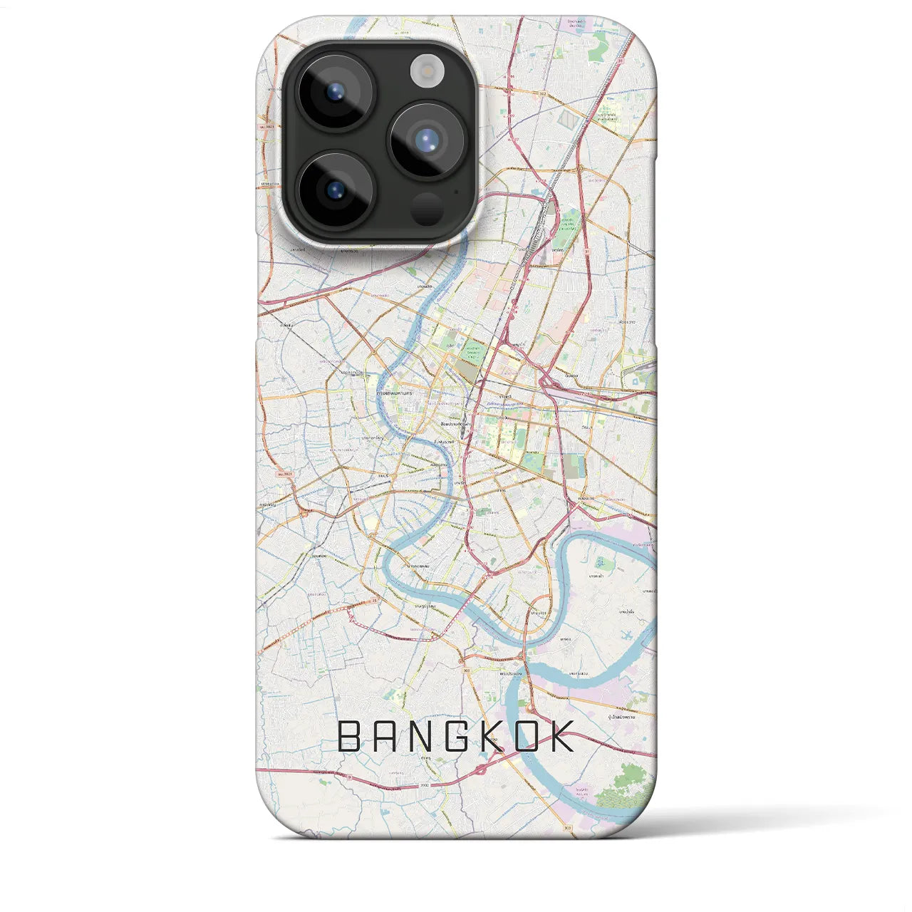 【バンコク】地図柄iPhoneケース（バックカバータイプ・ナチュラル）iPhone 15 Pro Max 用