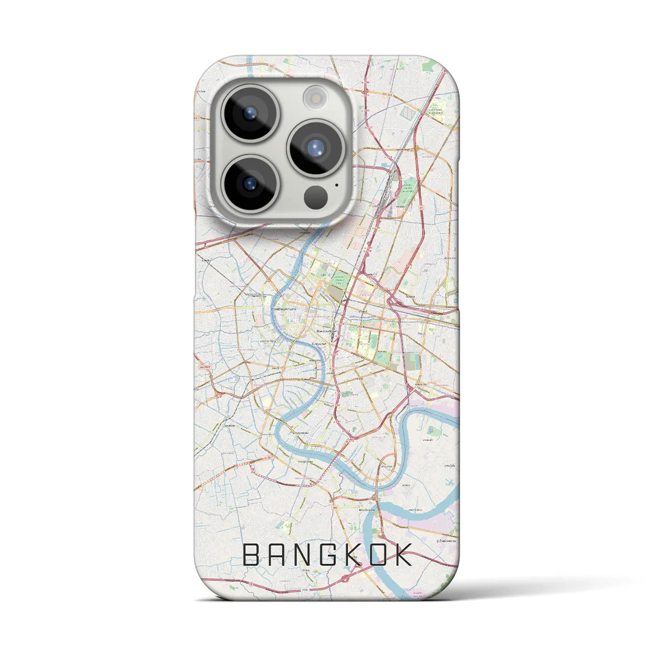 【バンコク】地図柄iPhoneケース（バックカバータイプ・ナチュラル）iPhone 15 Pro 用