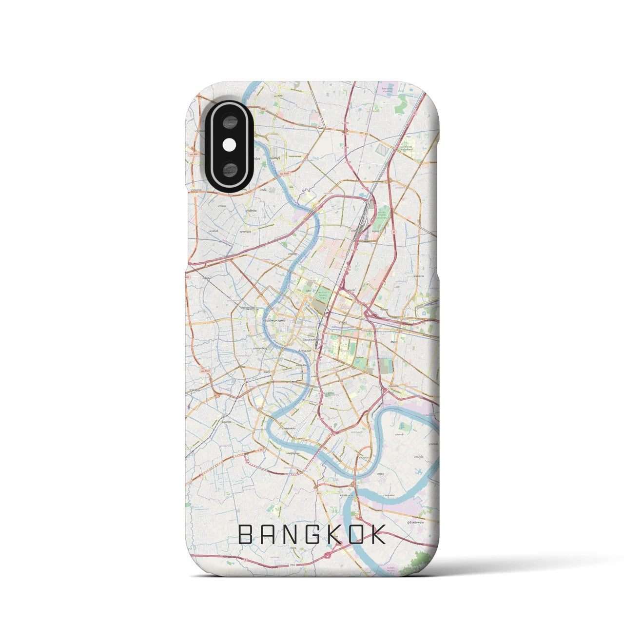 【バンコク】地図柄iPhoneケース（バックカバータイプ・ナチュラル）iPhone XS / X 用