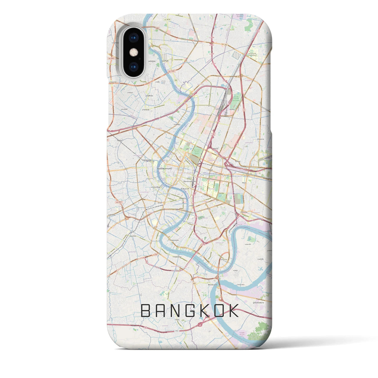 【バンコク】地図柄iPhoneケース（バックカバータイプ・ナチュラル）iPhone XS Max 用