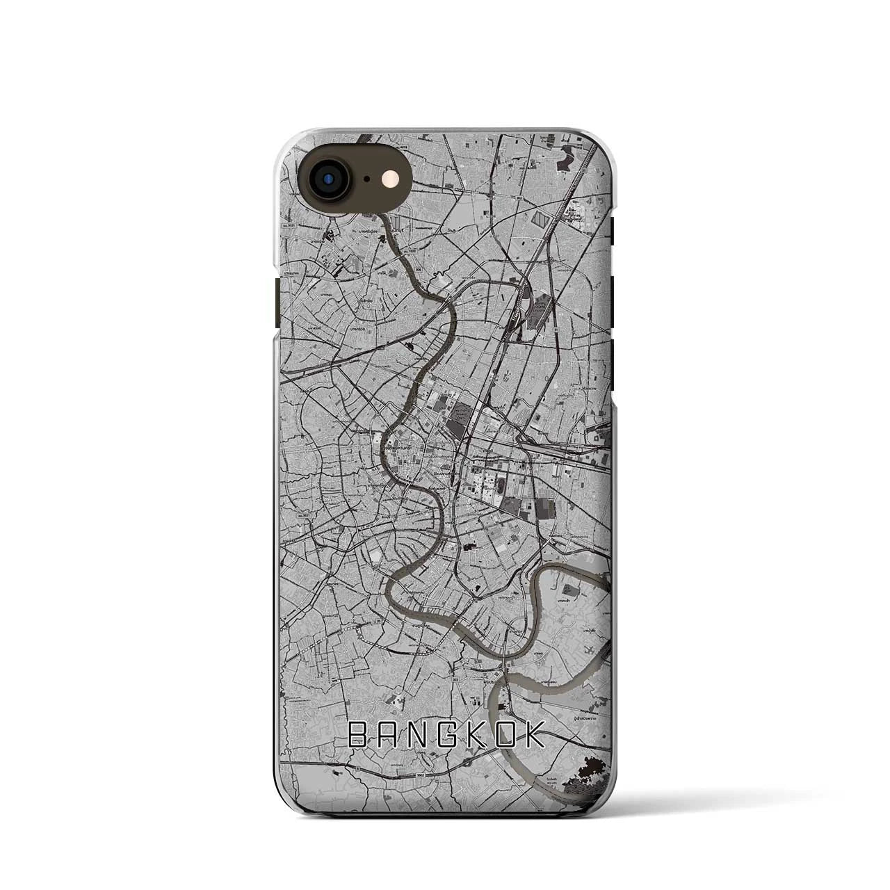 【バンコク】地図柄iPhoneケース（クリアタイプ・モノトーン）iPhone SE（第3 / 第2世代） / 8 / 7 / 6s / 6 用