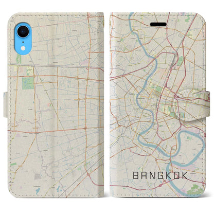 【バンコク（タイ）】地図柄iPhoneケース（手帳タイプ）ナチュラル・iPhone XR 用