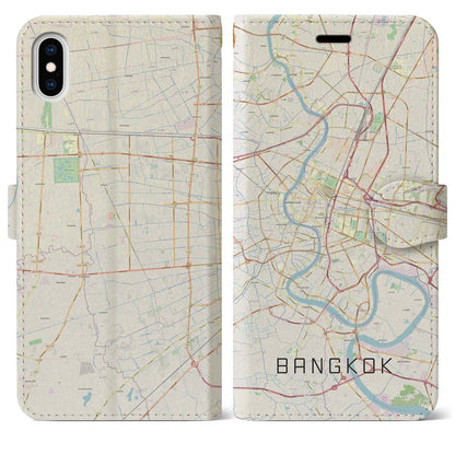 【バンコク（タイ）】地図柄iPhoneケース（手帳タイプ）ナチュラル・iPhone XS Max 用