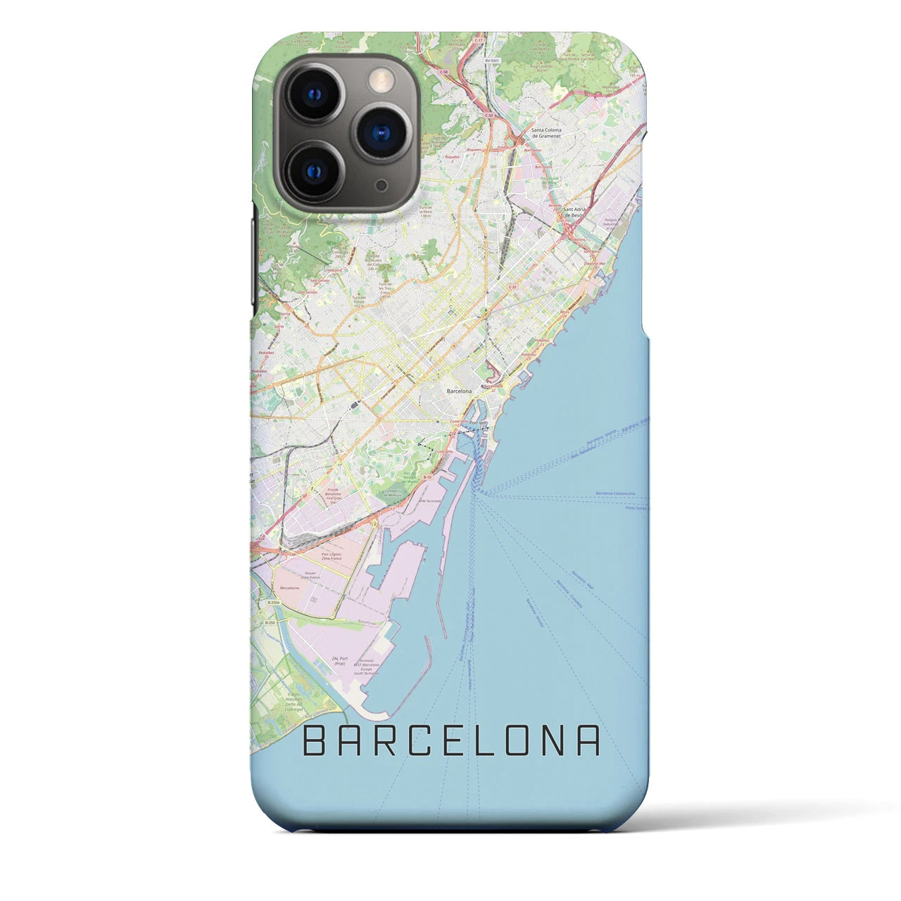 【バルセロナ】地図柄iPhoneケース（バックカバータイプ・ナチュラル）iPhone 11 Pro Max 用