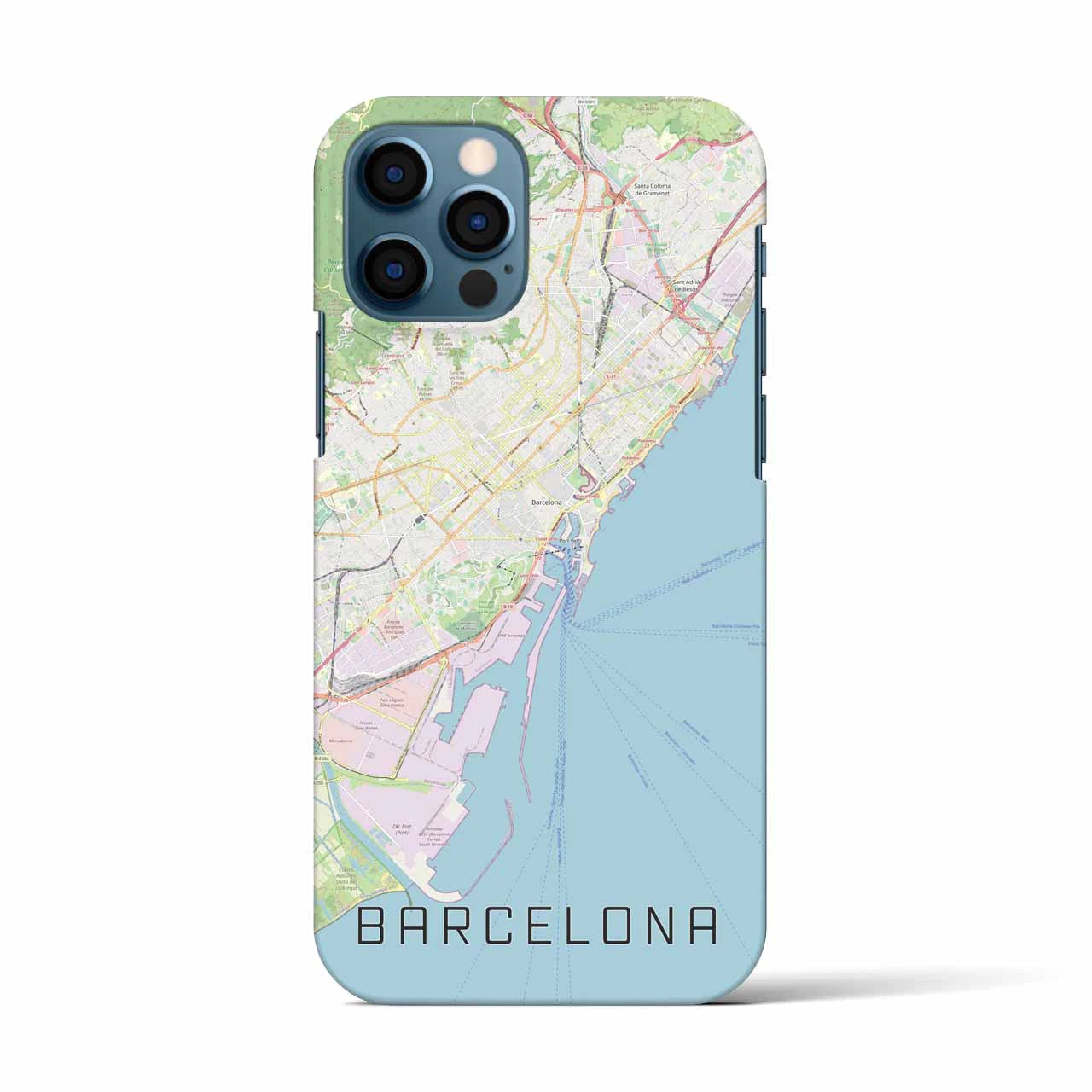 【バルセロナ】地図柄iPhoneケース（バックカバータイプ・ナチュラル）iPhone 12 / 12 Pro 用