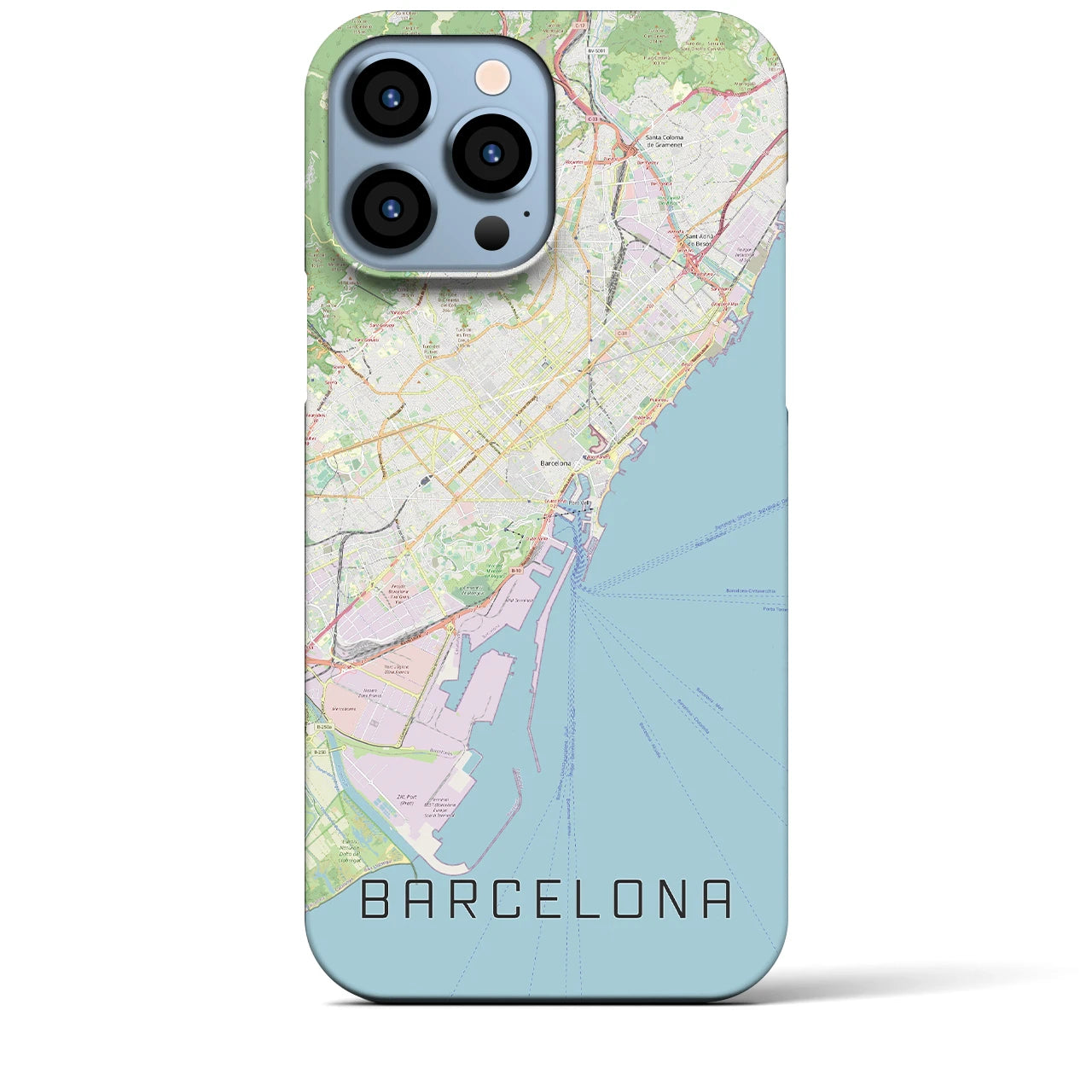 【バルセロナ】地図柄iPhoneケース（バックカバータイプ・ナチュラル）iPhone 13 Pro Max 用