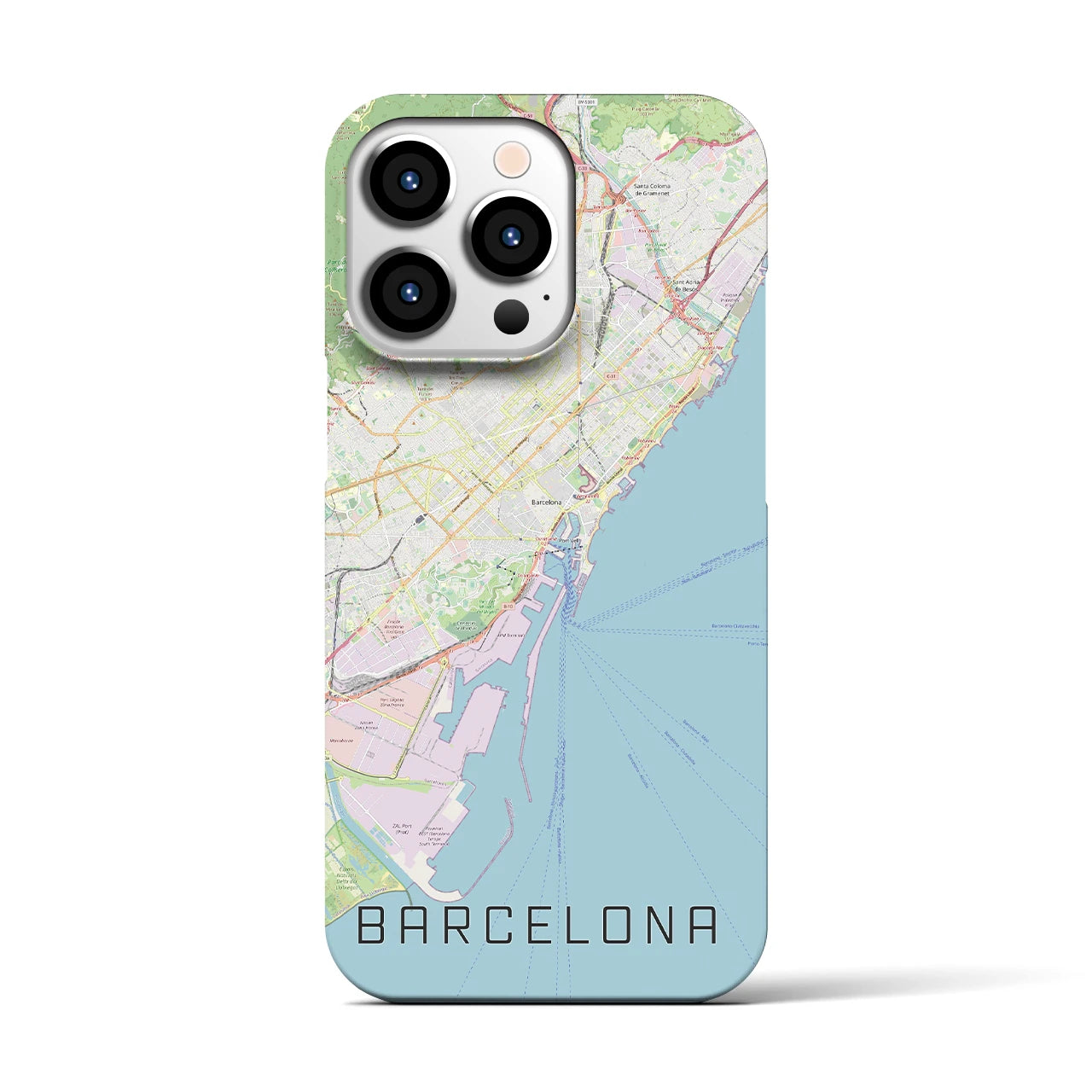 【バルセロナ】地図柄iPhoneケース（バックカバータイプ・ナチュラル）iPhone 13 Pro 用