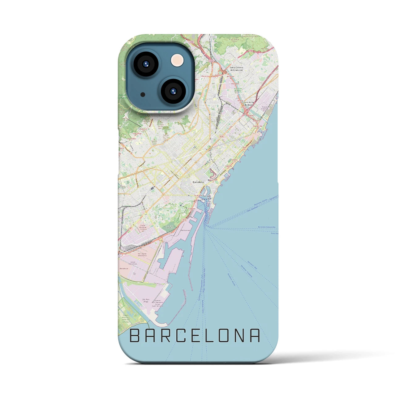 【バルセロナ】地図柄iPhoneケース（バックカバータイプ・ナチュラル）iPhone 13 用