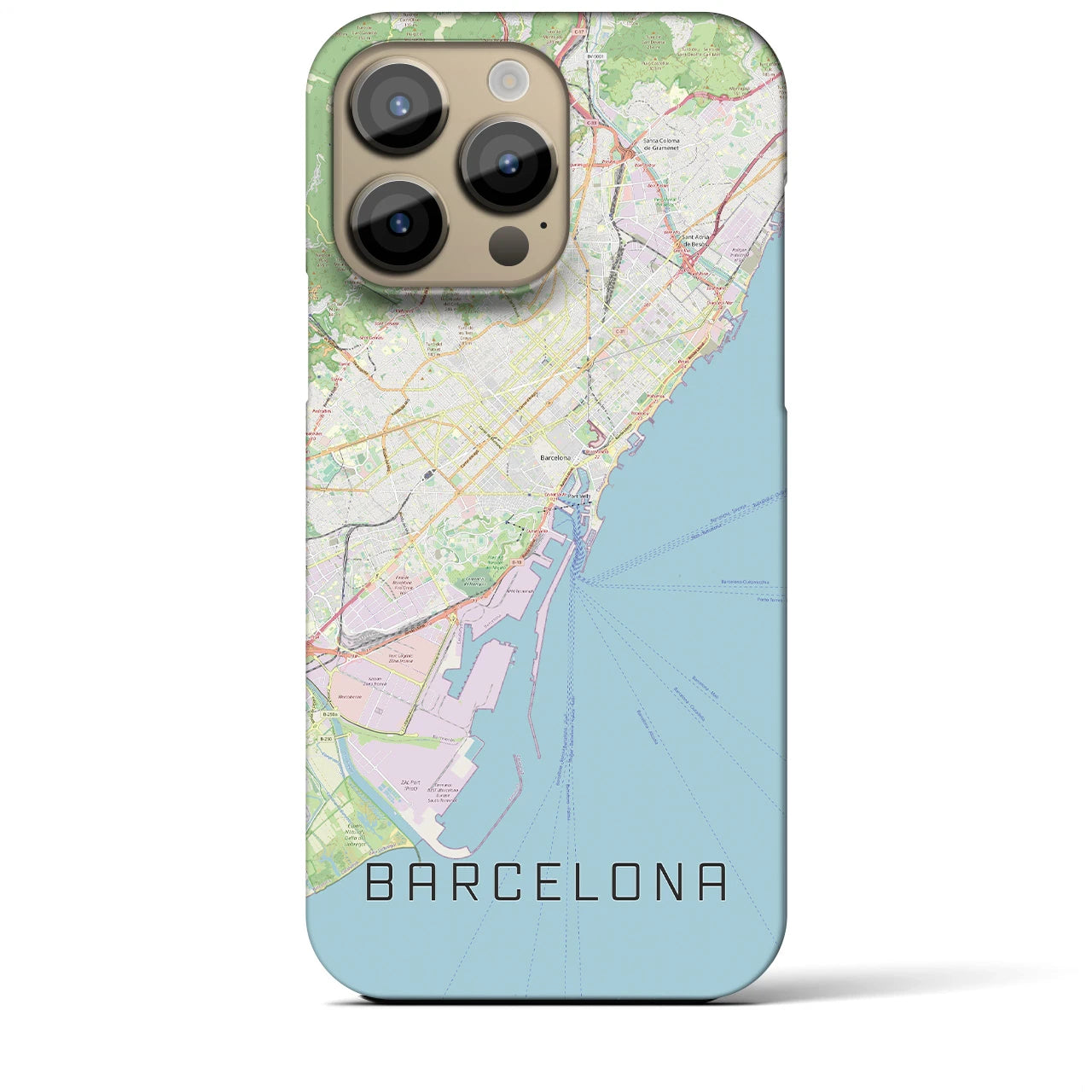 【バルセロナ】地図柄iPhoneケース（バックカバータイプ・ナチュラル）iPhone 14 Pro Max 用