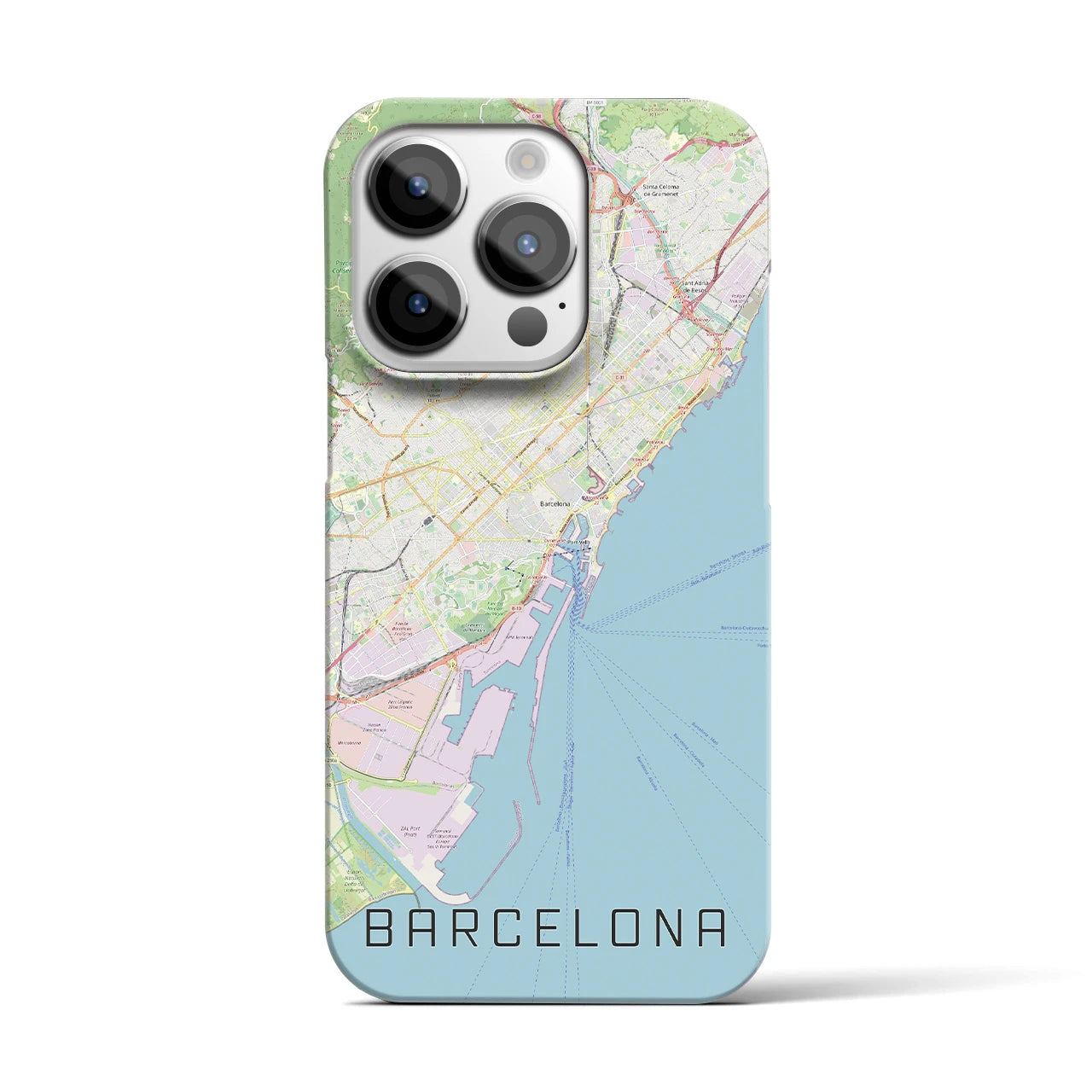 【バルセロナ】地図柄iPhoneケース（バックカバータイプ・ナチュラル）iPhone 14 Pro 用