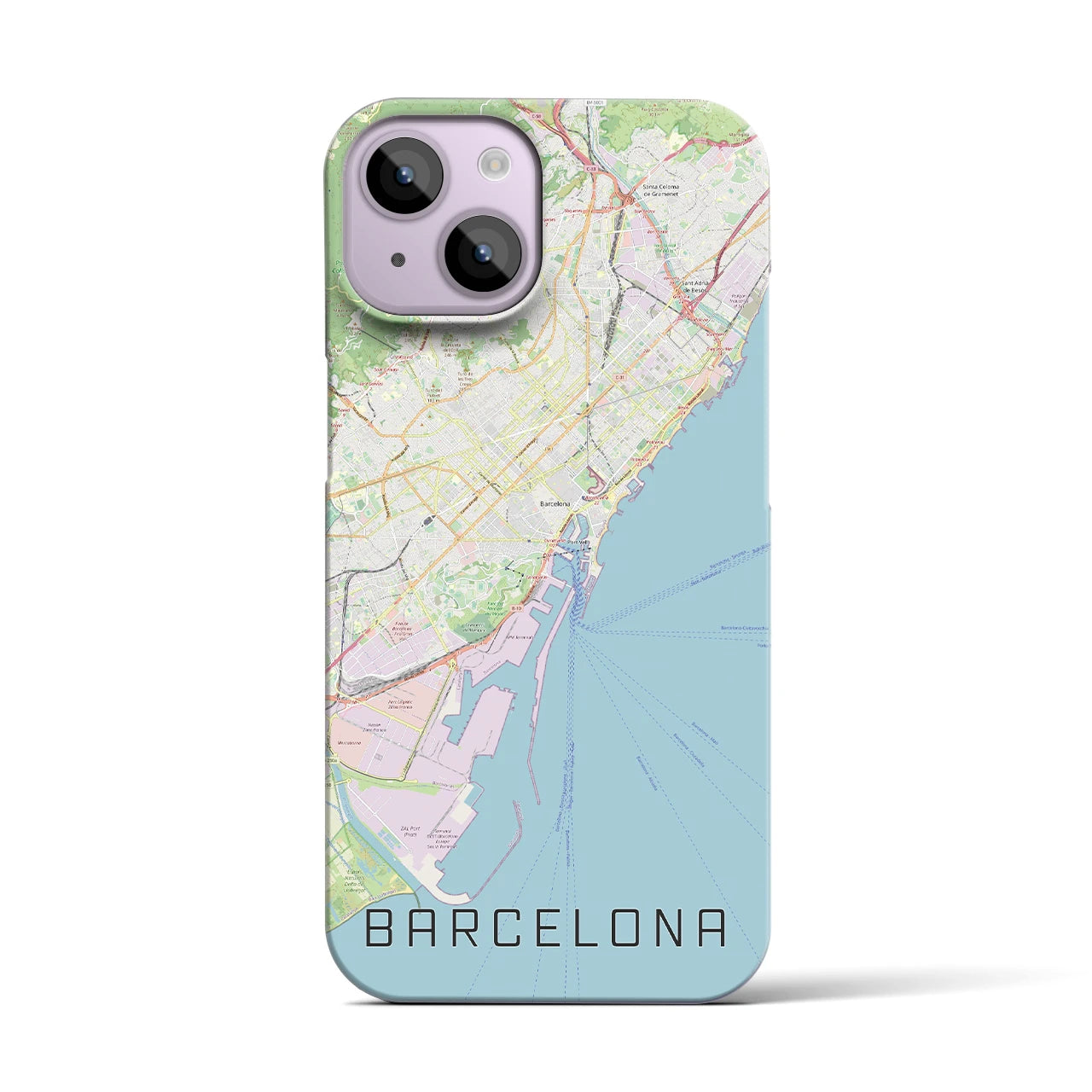 【バルセロナ】地図柄iPhoneケース（バックカバータイプ・ナチュラル）iPhone 14 用