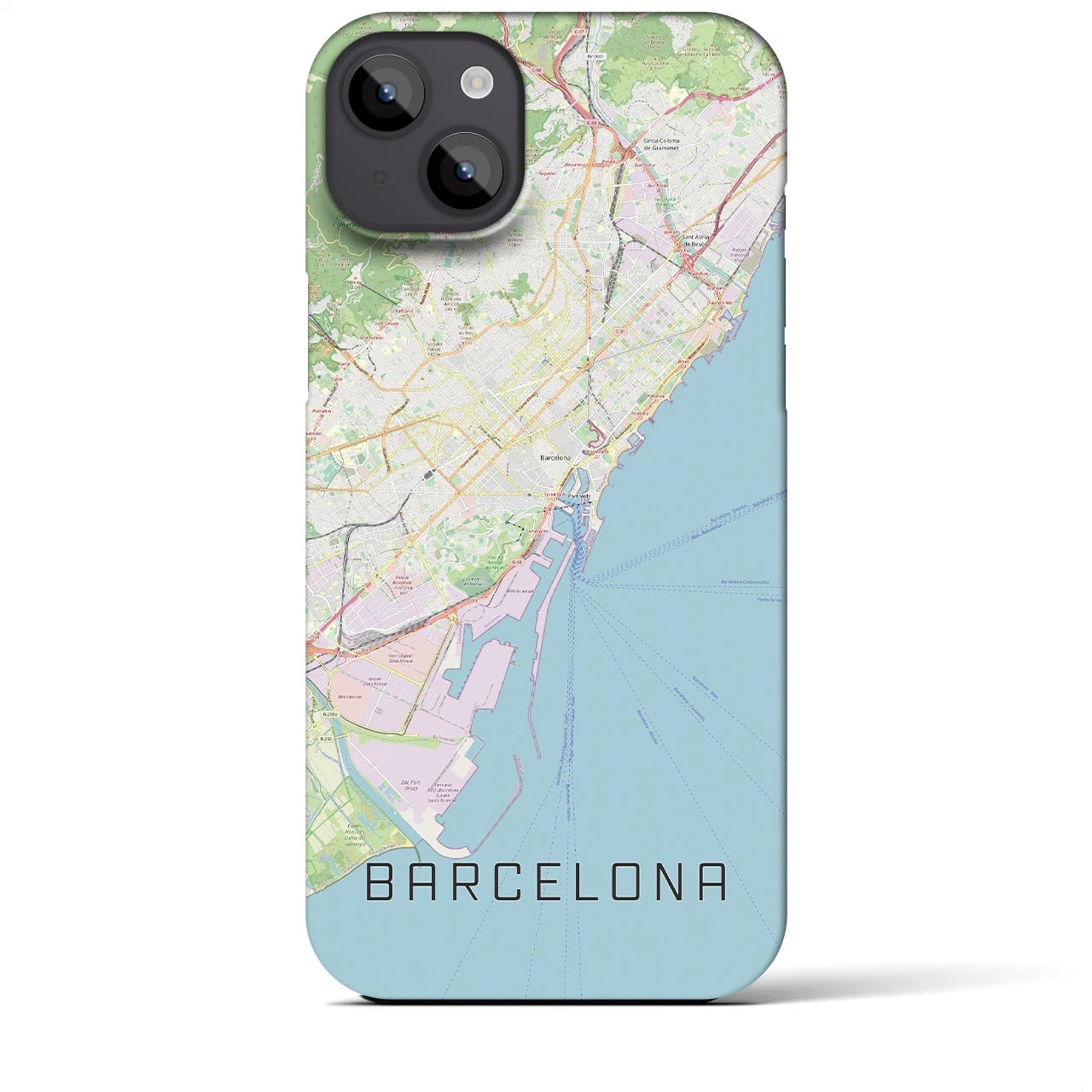 【バルセロナ】地図柄iPhoneケース（バックカバータイプ・ナチュラル）iPhone 14 Plus 用