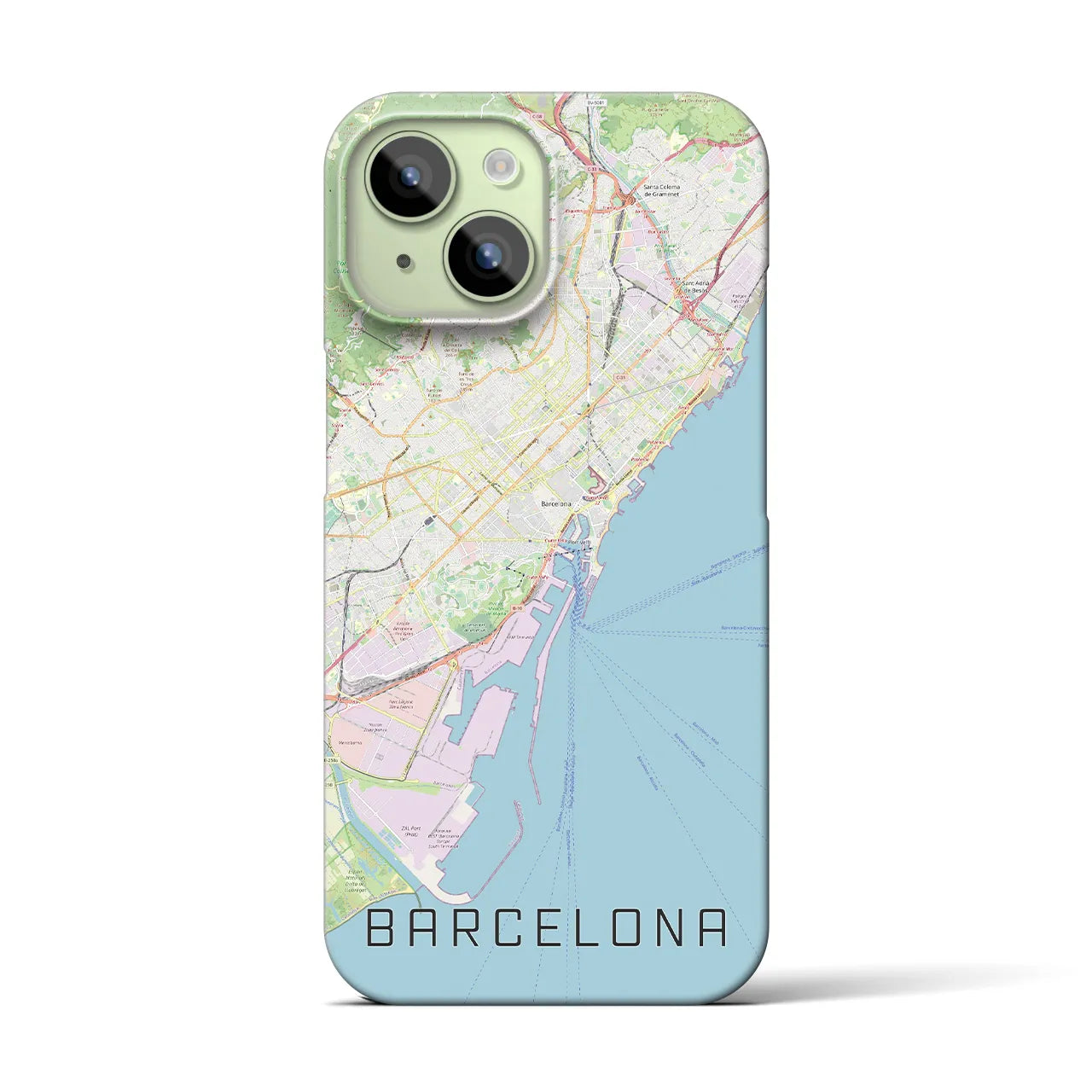 【バルセロナ】地図柄iPhoneケース（バックカバータイプ・ナチュラル）iPhone 15 用