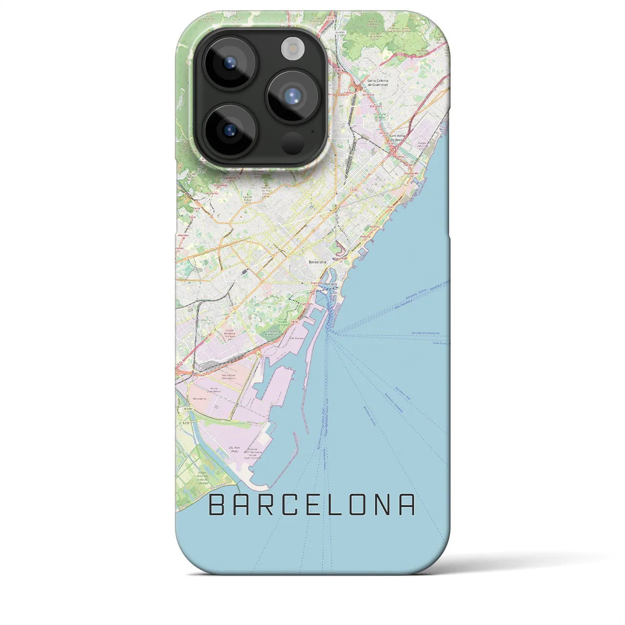 【バルセロナ】地図柄iPhoneケース（バックカバータイプ・ナチュラル）iPhone 15 Pro Max 用