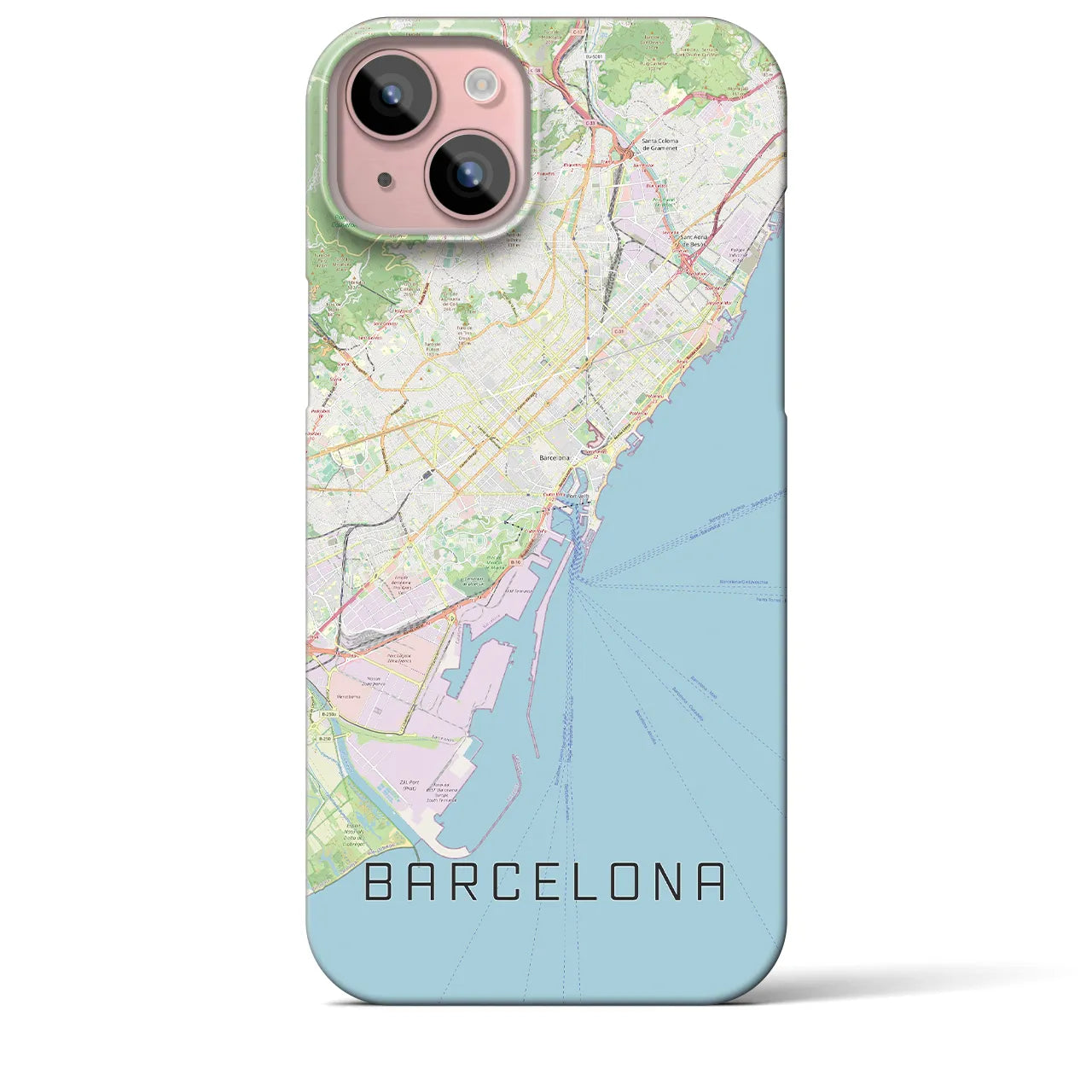 【バルセロナ】地図柄iPhoneケース（バックカバータイプ・ナチュラル）iPhone 15 Plus 用