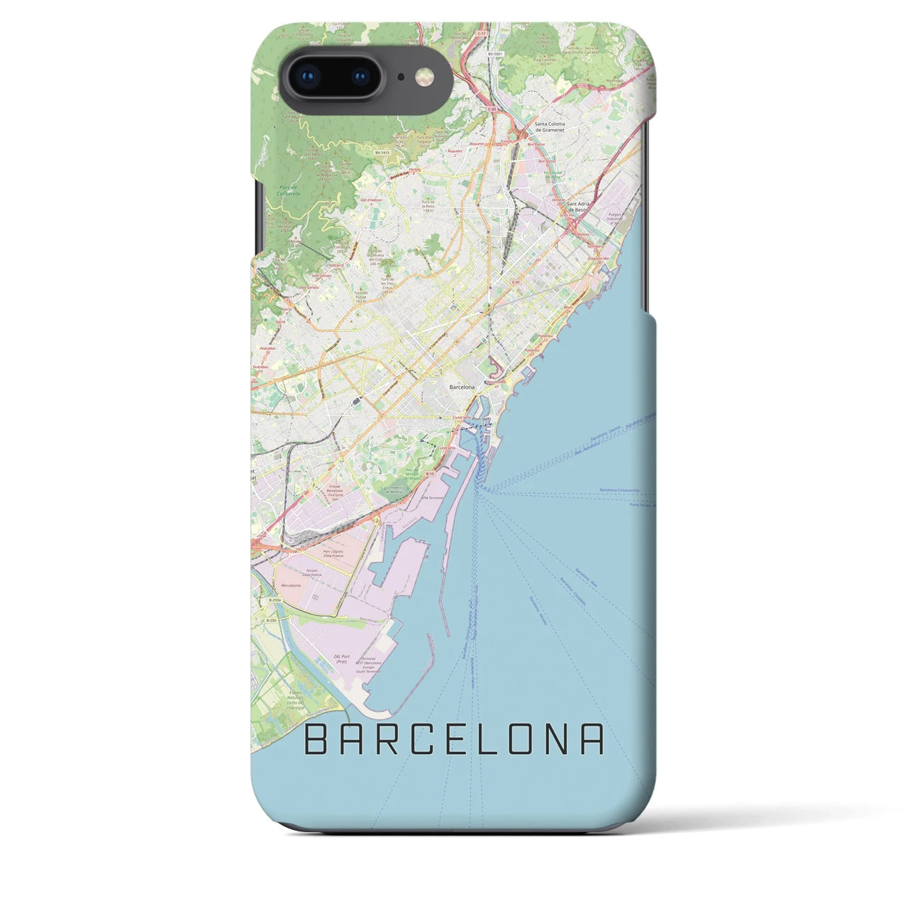 【バルセロナ】地図柄iPhoneケース（バックカバータイプ・ナチュラル）iPhone 8Plus /7Plus / 6sPlus / 6Plus 用