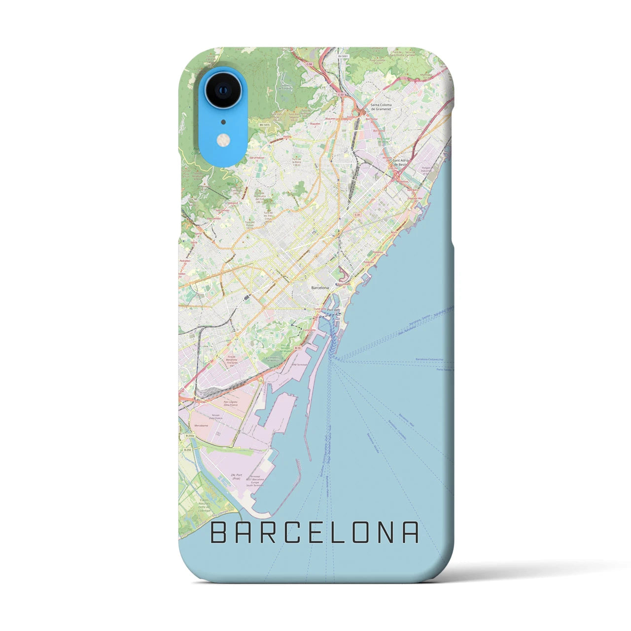 【バルセロナ】地図柄iPhoneケース（バックカバータイプ・ナチュラル）iPhone XR 用